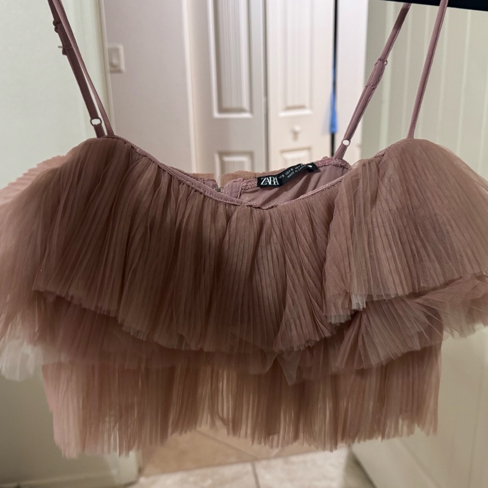 Zara Blush Layered Ruffle Top